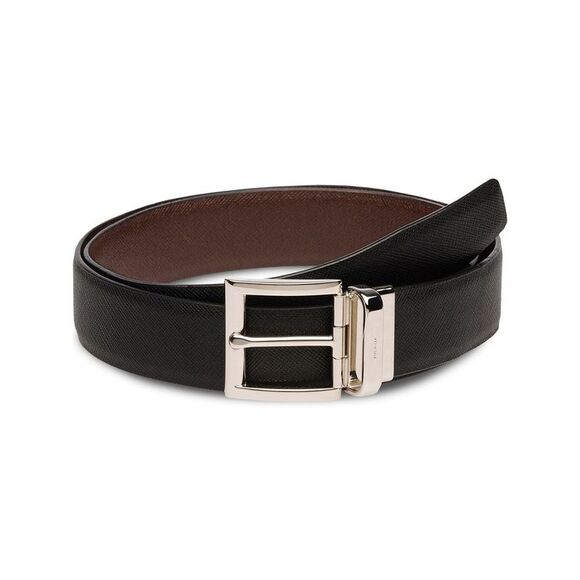 Prada Men Two-Tone Saffiano Leather Reversibile Belt
